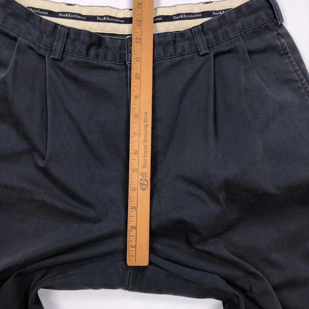 Vtg Polo Ralph Lauren Hammond Pant Mens 34x32 Navy Blue Pleated Cuffed Chinos